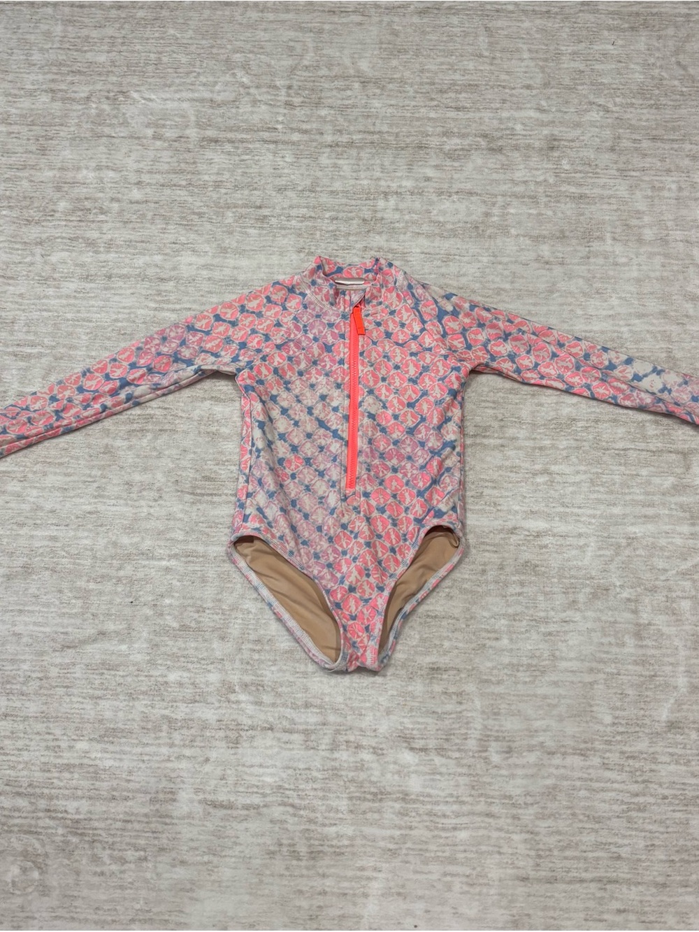 J. Crew Pink Floral Long-Sleeve One-Piece Swimsuit